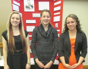 Marshalltown High School participatens (L to R) Natalie Kueny, Whitney Canaday, and state qualifier Emily Barske.
