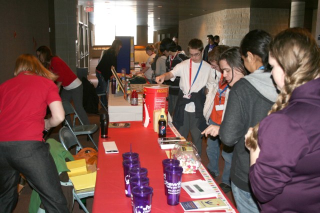 Student visit the various booths at the 2013 MHS Health Fair